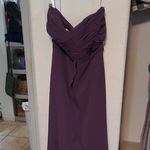 David's Bridal Purple Ruched Strapless Sundress